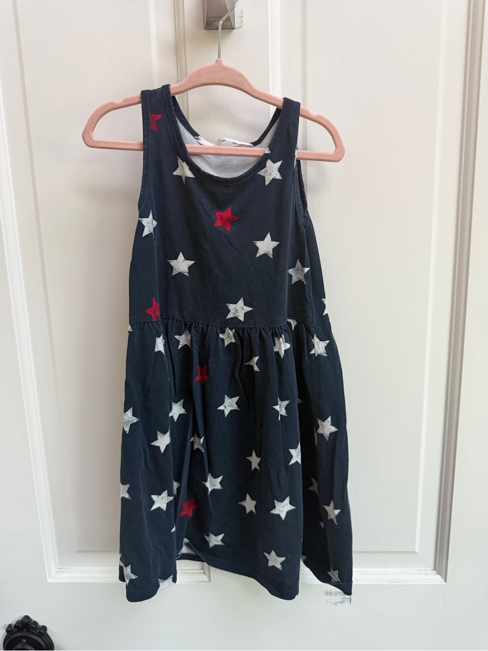H&M Girl 4 - 6 Red White Blue Patriotic Star Sleeveless Casual Dress 4th of July